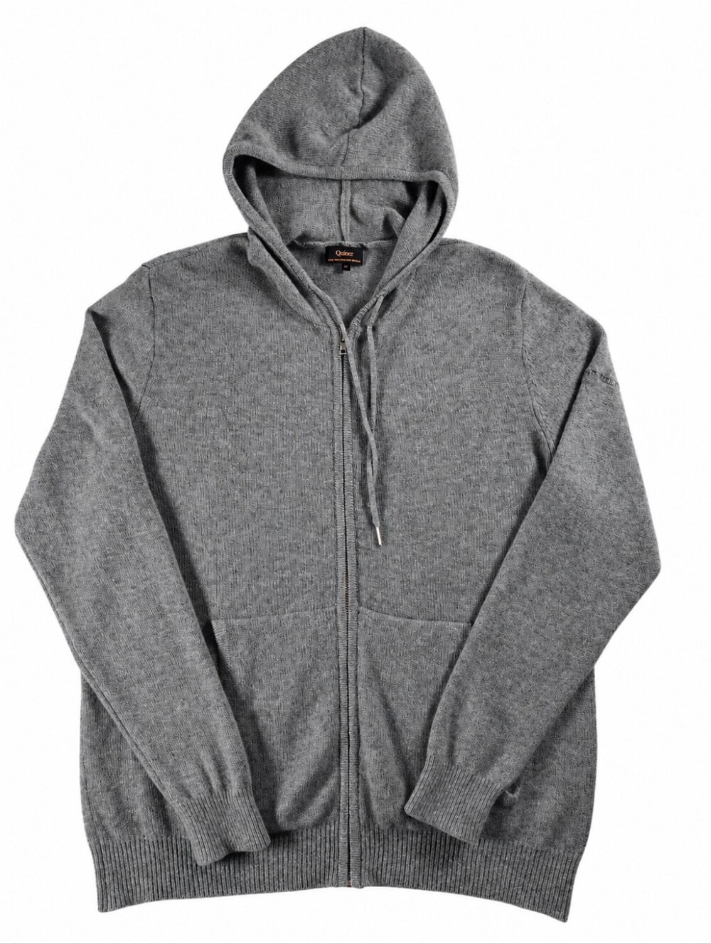 Quince Mens XL 100% Mongolian Cashmere Full Zip Hoodie Heather Gray Sweater